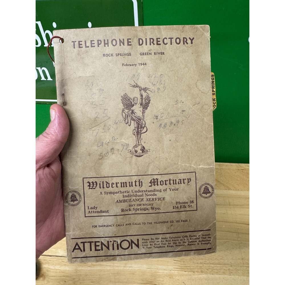 1944 Rock Springs Green River Wyoming Telephone Directory Phone Book Vintage